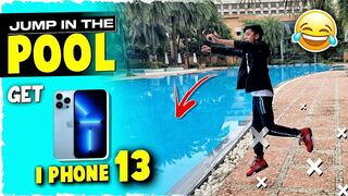 Jumping in Pool For Free iPhone 13????????Hardest Challenge #Short #Shorts !!