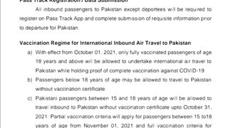 Travel from Oman to Pakistan New Sop's 01/10/21