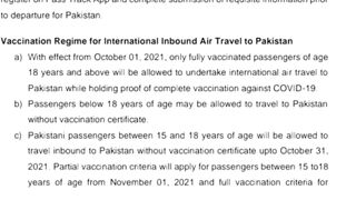 Travel from Oman to Pakistan New Sop's 01/10/21