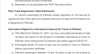 Travel from Oman to Pakistan New Sop's 01/10/21