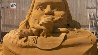 Fairy tale sand sculptures emerge from Danish beach