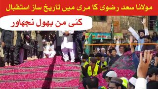 مولانا حافظ سعد رضوی کا مری میں تاریخ ساز استقبال ۔ کئی من پھول نچھاور ۔