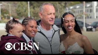 Tom Hanks surprises brides on their wedding day at beach in California