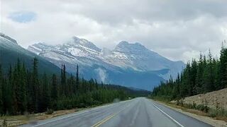 Scenic Drive in Snowy Rocky Mountains Alberta Canada travel - Episode 8