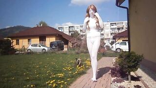 White pantyhose encasement