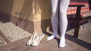 White pantyhose encasement